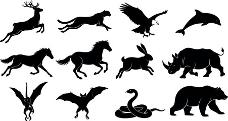 Obraz premium Collection of animal silhouettes in various poses