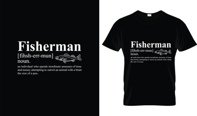 Fisherman Definition Funny Fishing T-Shirt Design – Minimalist Fishing Typography T-shirt Vector Illustration Logo, Creative Graphic Apparel Design for Anglers with Clean Text Style © Shohagh