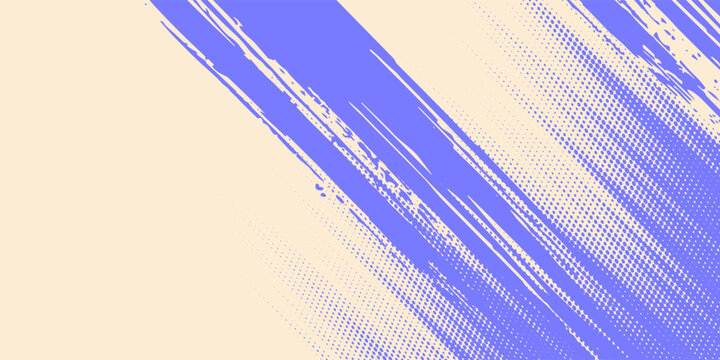 Grunge grainy purple brush stroke with spray texture. Swirl or squiggle shaped bold brush stroke, thick wavy lines with rough grunge texture. brush pattern background