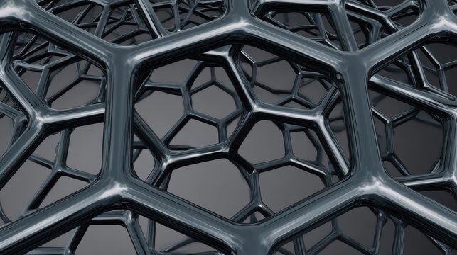 Carbon nanotube concept, hexagonal lattice structure, dark grey, futuristic material
