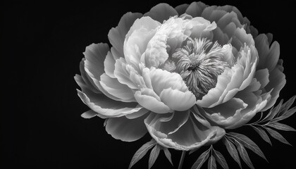 x ray like grayscale peony