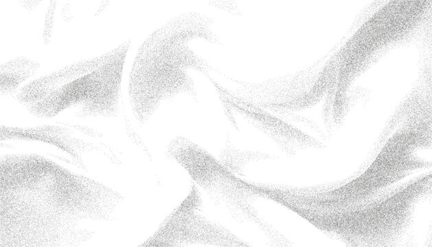 Trendy monochrome stipple wave flow in light grain texture and digital spray. Gradation of particles photocopy effect. Vector illustration on an isolated background.