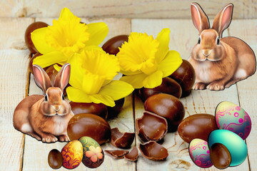 Banner con uova di Pasqua di cioccolato	