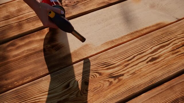 Wood Burning Process for Rustic Deck Boards, DIY Shou Sugi Ban Wood Finishing Technique for Outdoor Design
