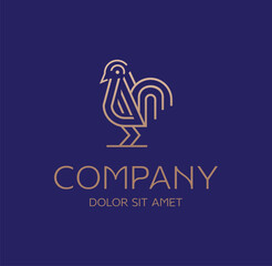Line Art Of Rooster Chicken Logo Design animal farm © Ayana