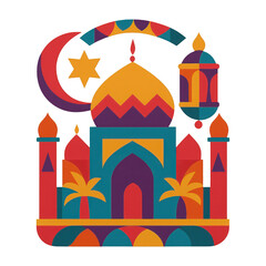 Obraz premium PNG Colorful geometric mosque illustration