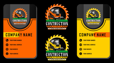 modern excavator bulldozer logo template for company