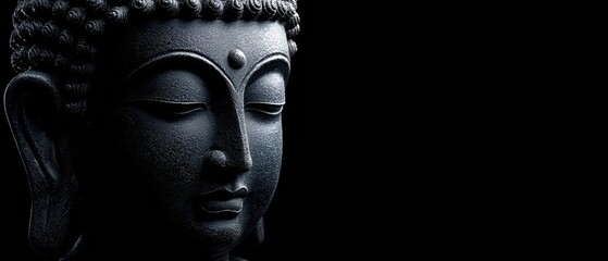 Elegant black Buddha figure radiating calm serenity