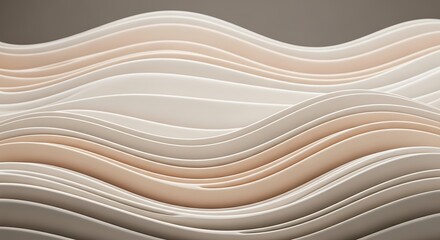 Obraz premium Abstract, layered, undulating, creamy-toned, curved shapes, creating a wave-like pattern