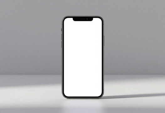 sleek studio setup showcases smartphone mockup similar iphone pro max minimalist background completely blank white