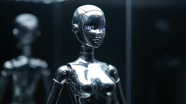 Medical 3D illustration of a human skeleton and skull anatomy featuring a black background to highlight bone health and science in a robotic cyborg style