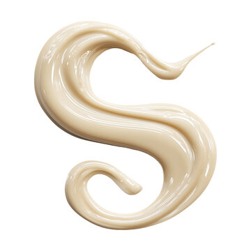 Creamy S-shaped swirl shown isolated on white background, symbolizing softness and fluid design and gentle motion concept