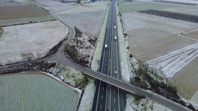 Paesaggi dal drone di una leggera nevicata nella zona di Pozzolo Formigaro - Alessandria - Piemonte - Italia