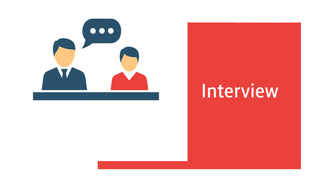 Job interview illustration depicting two people in conversation at a table