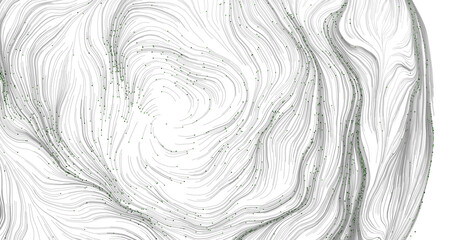 Abstract design of flowing lines and points, illustrating movement, complexity and interconnectedness. Ideal for modern