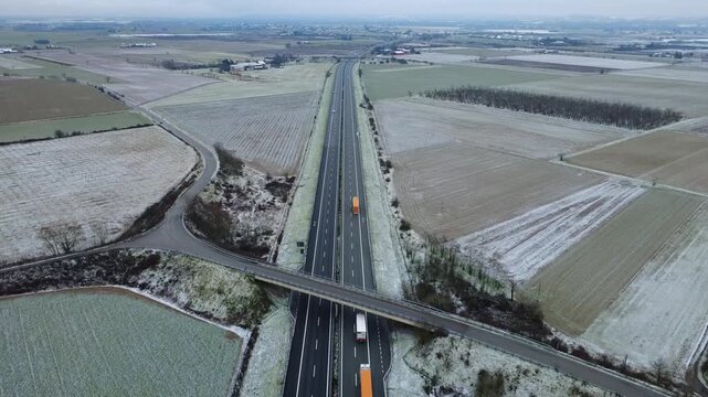 Paesaggi dal drone di una leggera nevicata nella zona di Pozzolo Formigaro - Alessandria - Piemonte - Italia