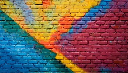 vibrant painted brick wall section