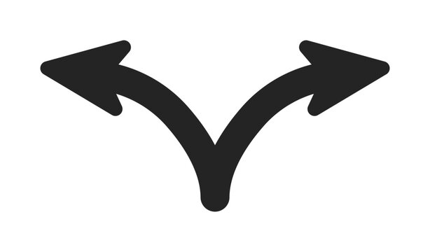 Black split arrow with dual directions.