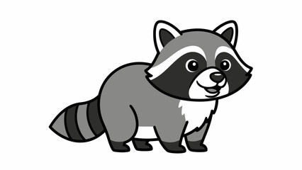 Obraz premium Cute Cartoon Raccoon Illustration, Adorable Wildlife Animal Character