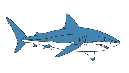 Obraz premium Illustration of a Great White Shark swimming in clear blue water