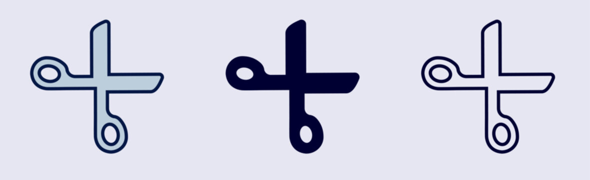 Minimalist scissors symbols in triplicate.