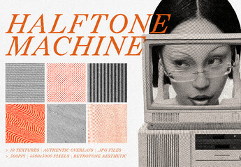 10 Halftone Texture Overlay Dry Transfer Effect