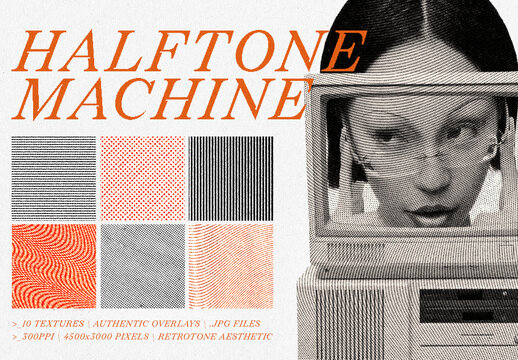 10 Halftone Texture Overlay Dry Transfer Effect