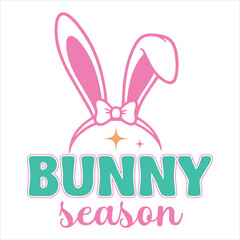 Bunny Season Cute Easter Typography with Pink Rabbit Ears Illustration