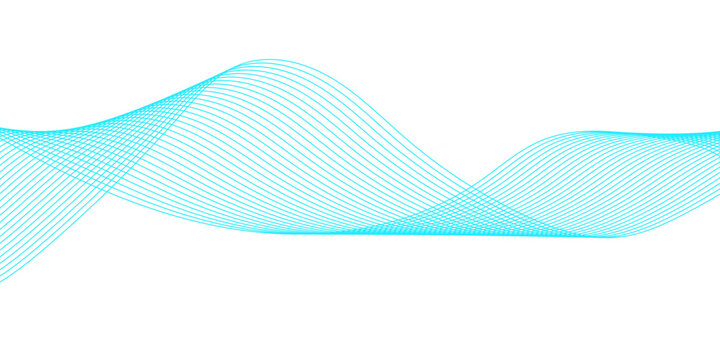 Abstract Cyan Wave Vector Graphics with Elegant Flowing Lines on Transparent Background Representing Digital Connectivity, Sound Waves, and Modern Technology Design.