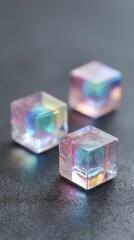 Colorful prismatic glass cubes on dark background
