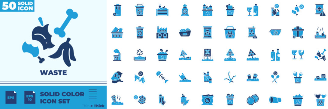 Waste Solid Color Editable Icons set