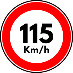 Speed limit 115 traffic sign