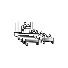 Obraz premium Town Hall Meeting Simple Outline Line Icon Vector Illustration