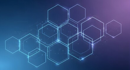 Obraz premium Glowing blue hexagonal honeycomb pattern on gradient background