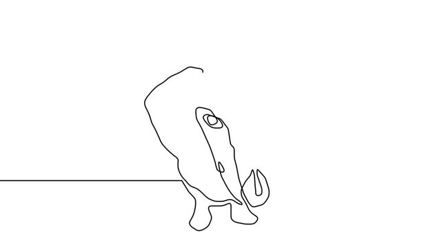 Dog line outline continuous art pet one animal puppy illustration silhouette. Line dog outline abstract doodle vector logo drawing sketch linear icon happy dachshund simple white background cute walk.