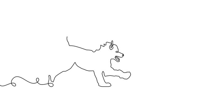 Dog line outline continuous art pet one animal puppy illustration silhouette. Line dog outline abstract doodle vector logo drawing sketch linear icon happy dachshund simple white background cute walk.