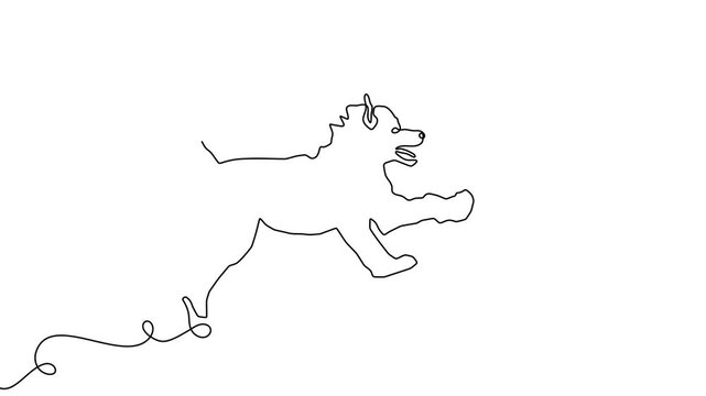 Dog line outline continuous art pet one animal puppy illustration silhouette. Line dog outline abstract doodle vector logo drawing sketch linear icon happy dachshund simple white background cute walk.