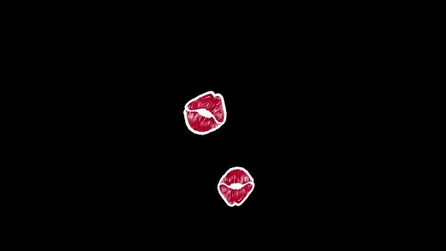 red lips kiss emoji on black background