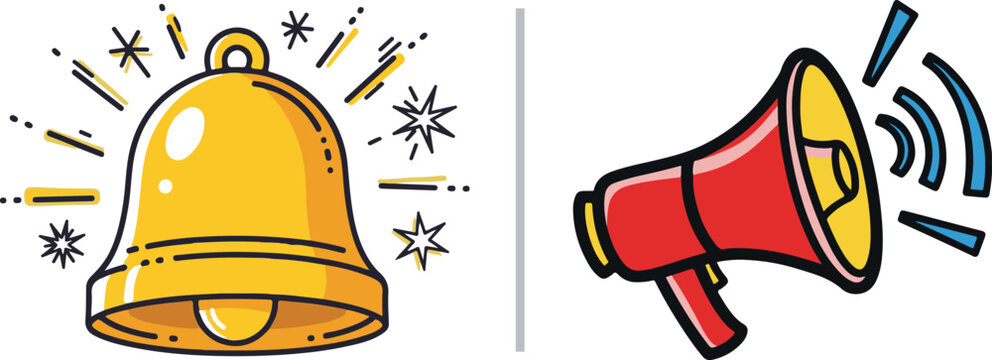 Hand-drawn vector featuring a black exclamation mark in a circle next to a red alarm clock being struck by a hammer. It illustrates urgent wake-up calls and critical deadlines.