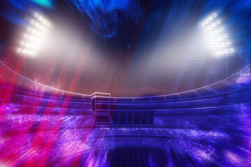 Cricket template for social media posts. Cricket background with stadium lights, gallery and field. Amazing readymade background for sports social media posts. Background for cricket social media post © Shuvro