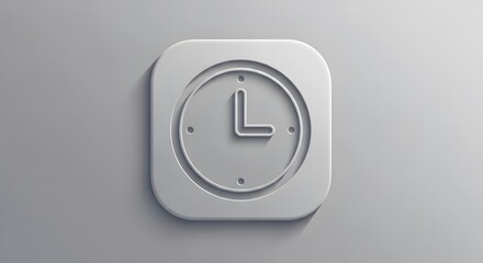 Fototapeta premium Minimalist 3D Clock Icon on Light Gray Background
