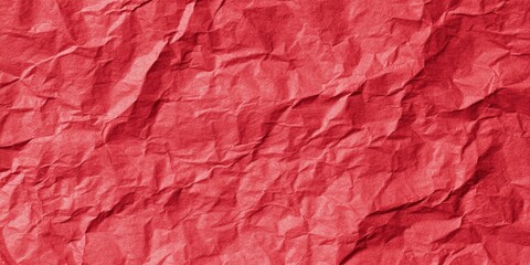Fototapeta premium Crumpled red paper texture with wrinkled surface