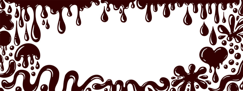 Chocolate drip border, melting sauce drop Template