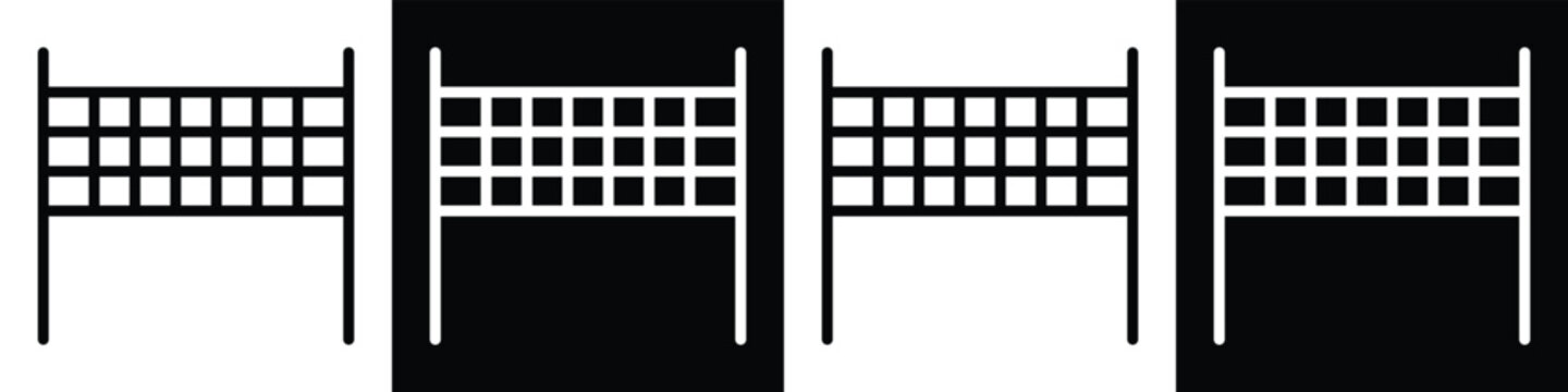 Volly Net lineal glyph icon style in white and black background