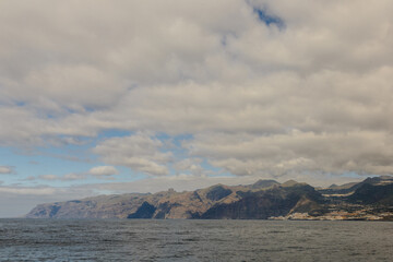  View of the gigantic cliffs of Acantilados de Los Gigantes on the Canary Island of Tenerife, in the Atlantic Ocean