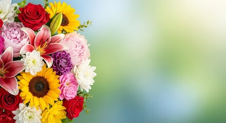 Floral Bouquet Arrangement on Soft Blurred Background for Celebratory Events