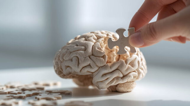Human Brain with Missing Puzzle Piece, Memory Loss and Dementia Concept