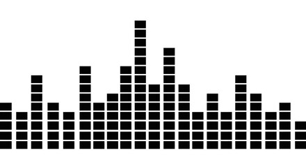 Obraz premium Black Digital Audio Equalizer Bars on isolated white background, music spectrum.