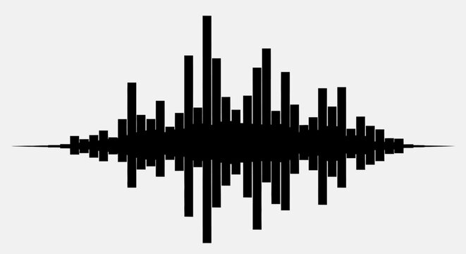 Solid Black Audio Waveform Sound Equalizer on Bright Studio Background