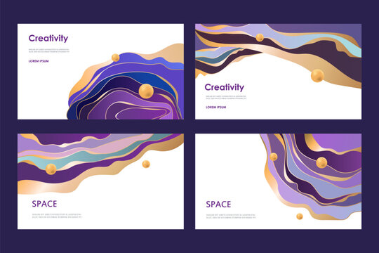 Abstract art. A set of horizontal templates for cards, business cards, banners, and postcards. Space for text. Vector illustration.